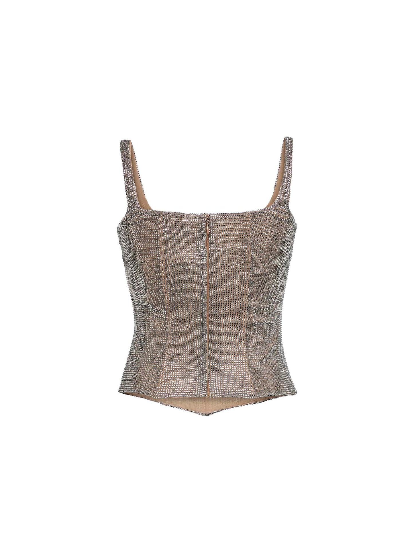 Silver crystal bustier top