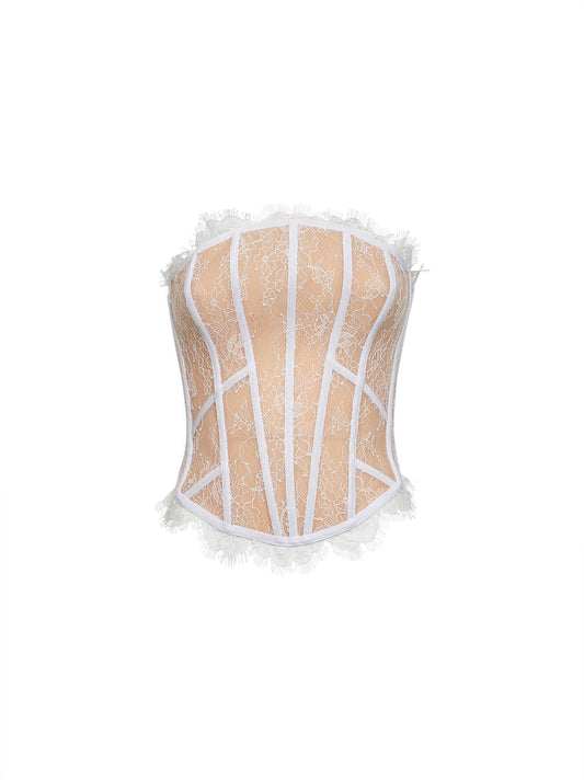 White lace bustier top