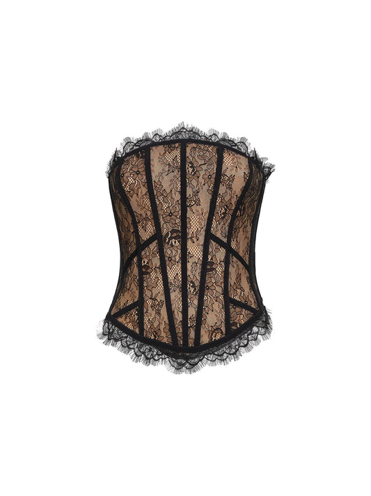 Black lace bustier top