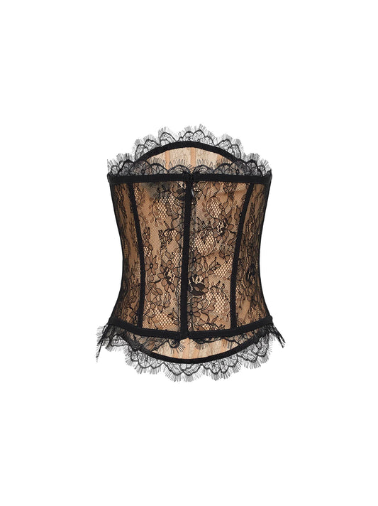 Black lace bustier top