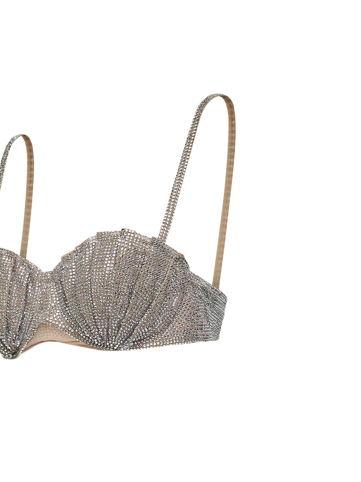 Reggiseno a balconcino in cristalli argento