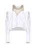 White poplin shirt with crystal-embellished insert