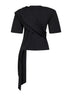Black stretch jersey T-shirt with crystal feather