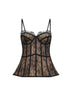 Top bustier peplo in pizzo lavorato nero