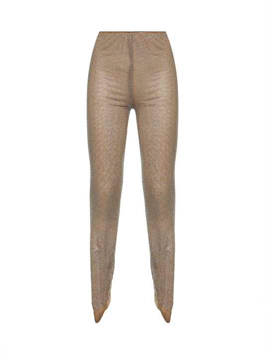 Leggings in cristalli beige