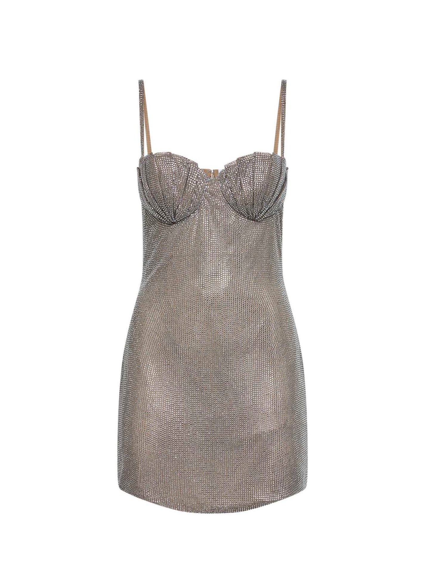 Miniabito bustier in cristalli argento