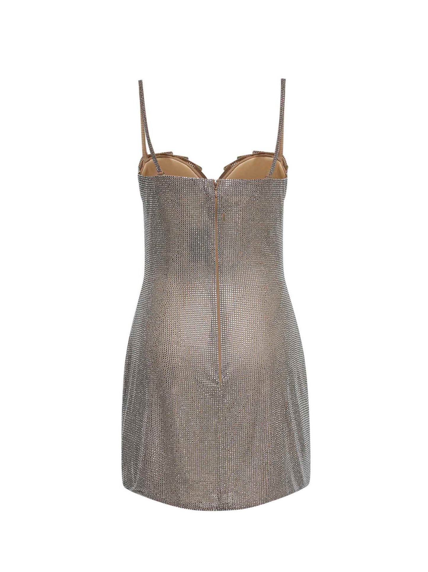 Miniabito bustier in cristalli argento