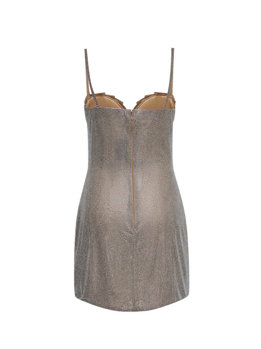 Silver crystal bustier mini dress