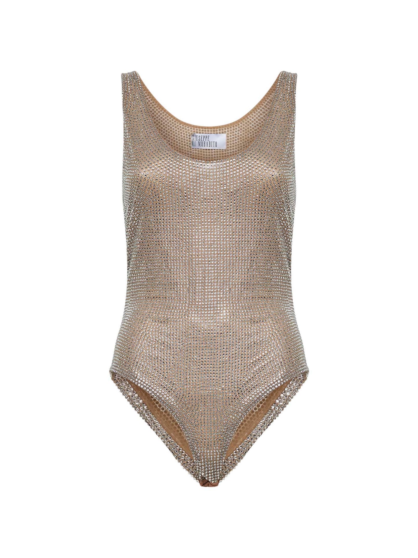 Body in tulle con cristalli argento