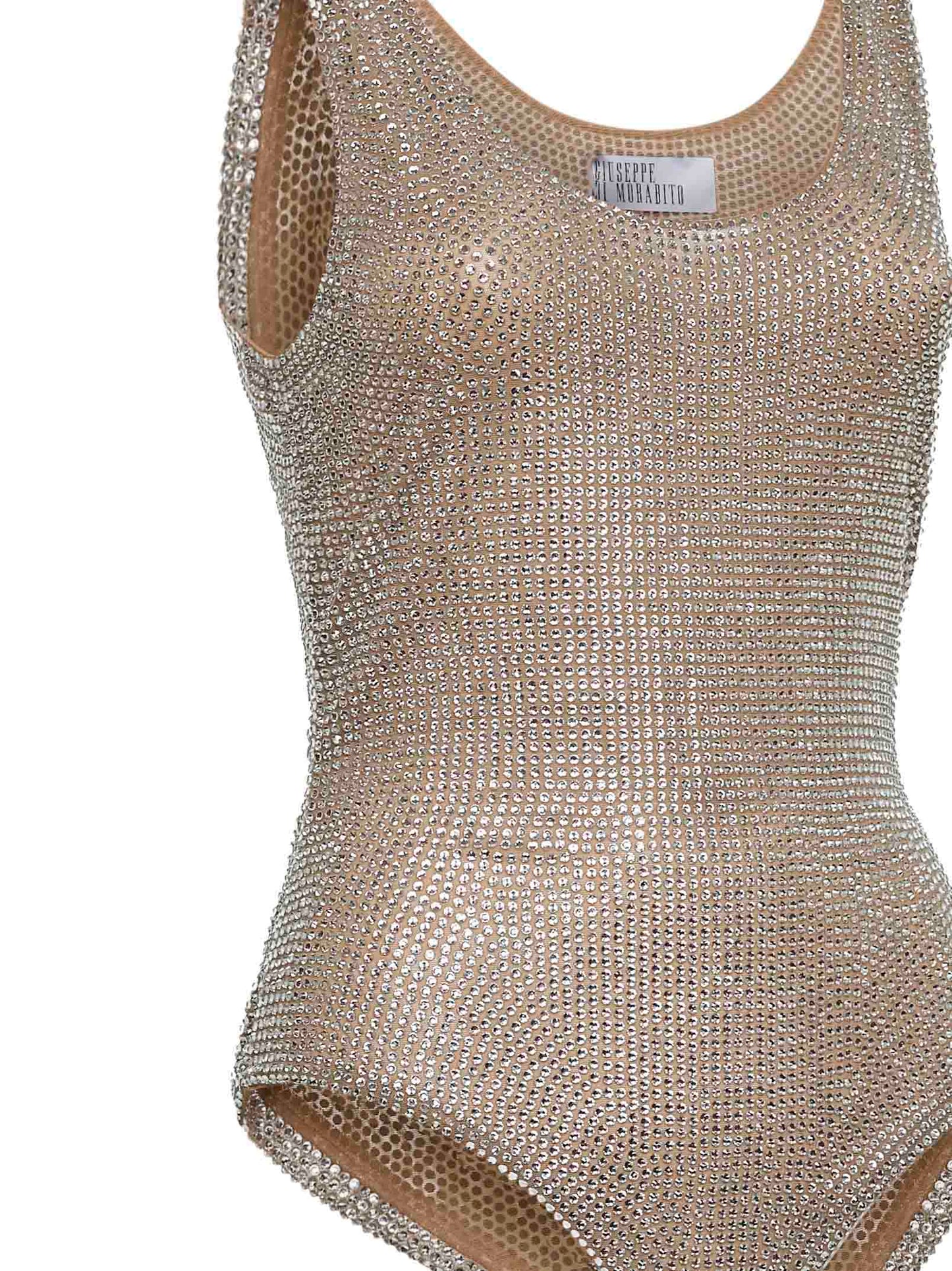 Body in tulle con cristalli argento