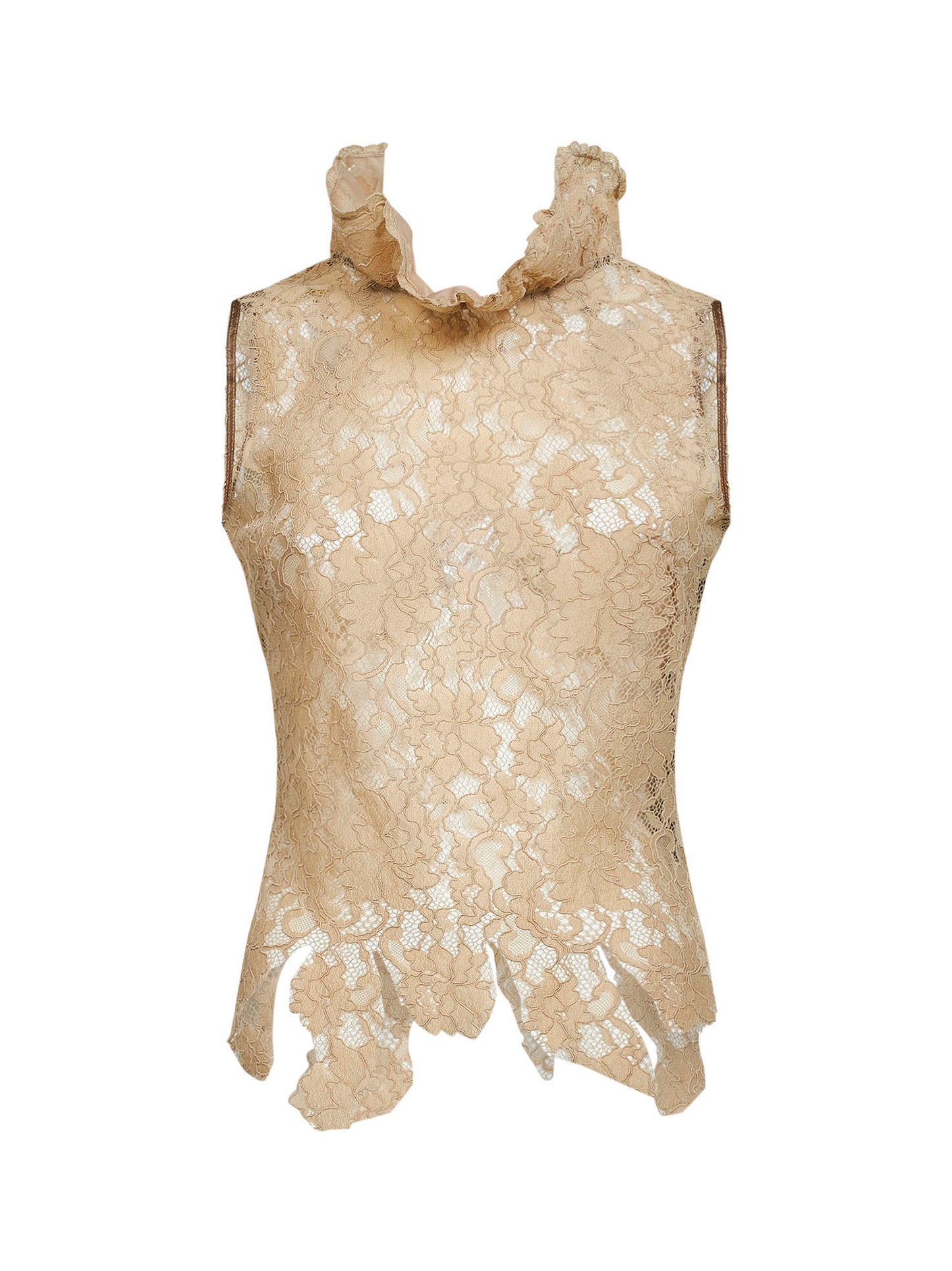 Top asimmetrico in pizzo crema