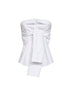 Top bustier in popeline bianco con maniche annodate