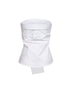 Top bustier in popeline bianco con maniche annodate