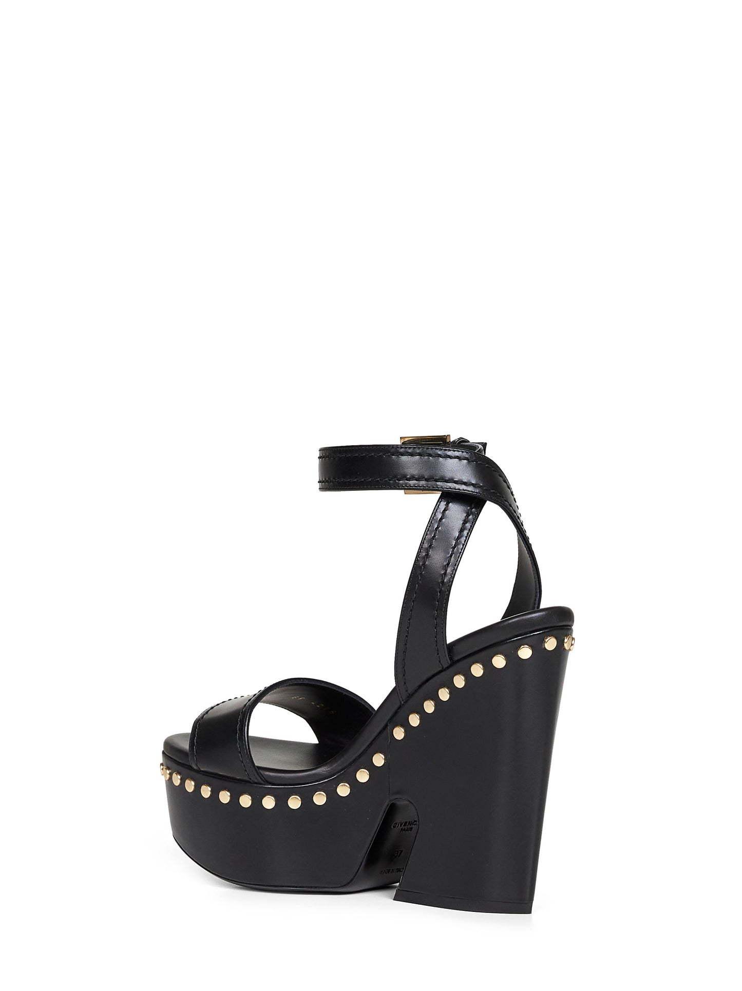 Sandali con plateau Clog in pelle nera