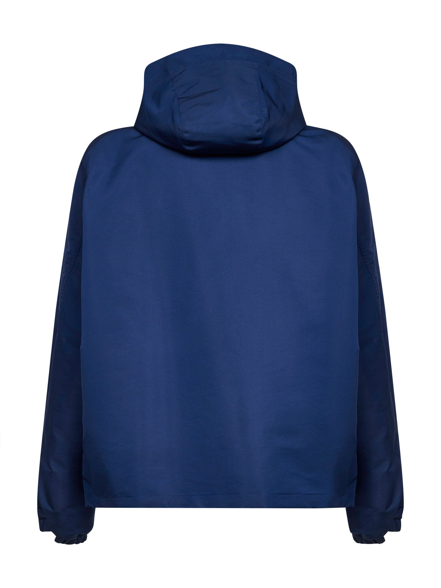 Navy blue polyfaille hooded windbreaker