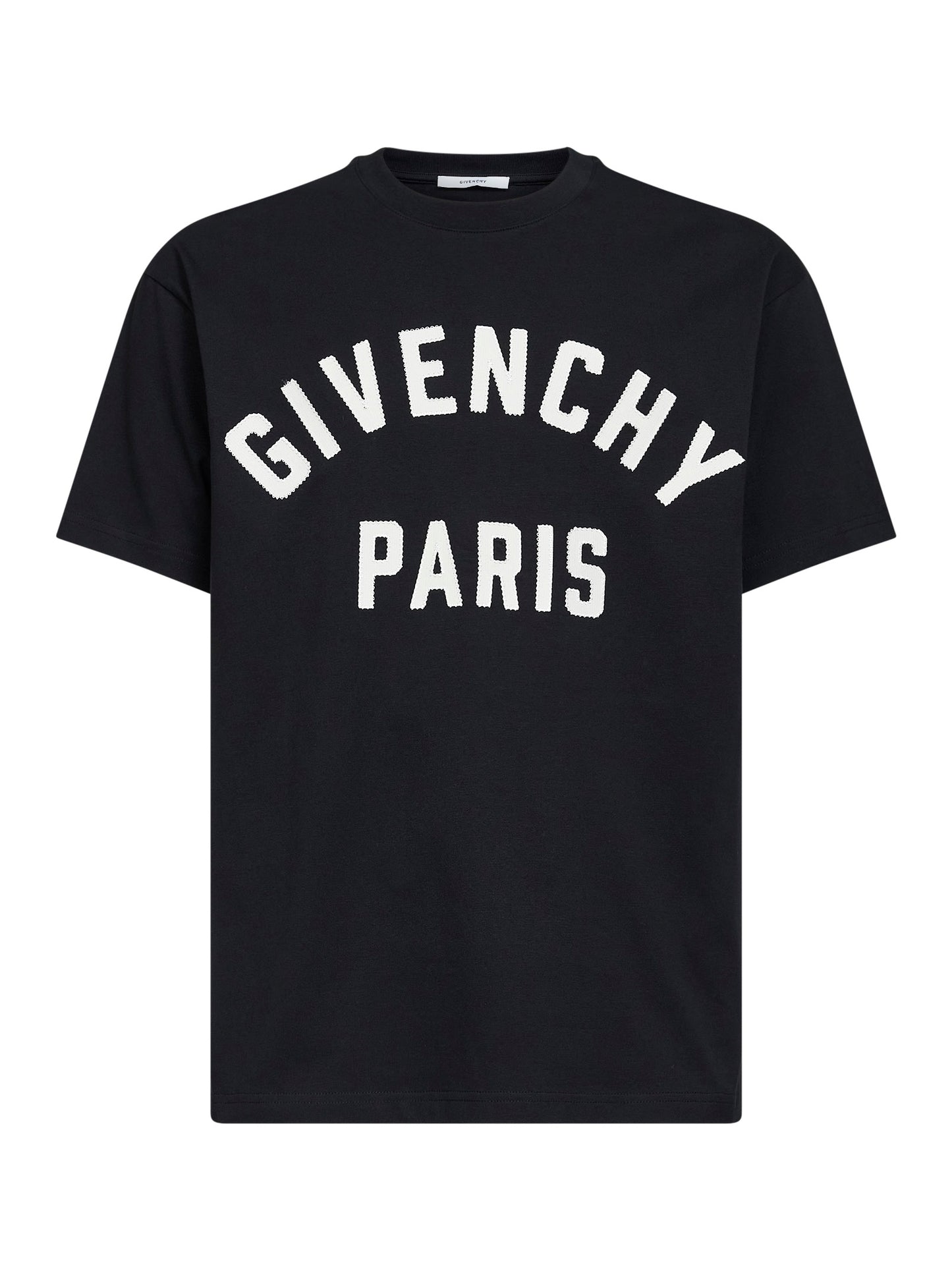 Black cotton GIVENCHY Paris embroidered T-shirt