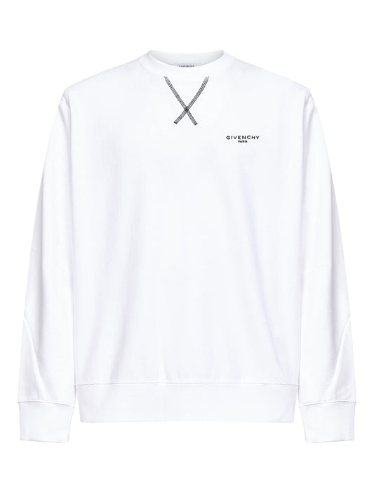 White brushed cotton Couture Seam sweatshirt