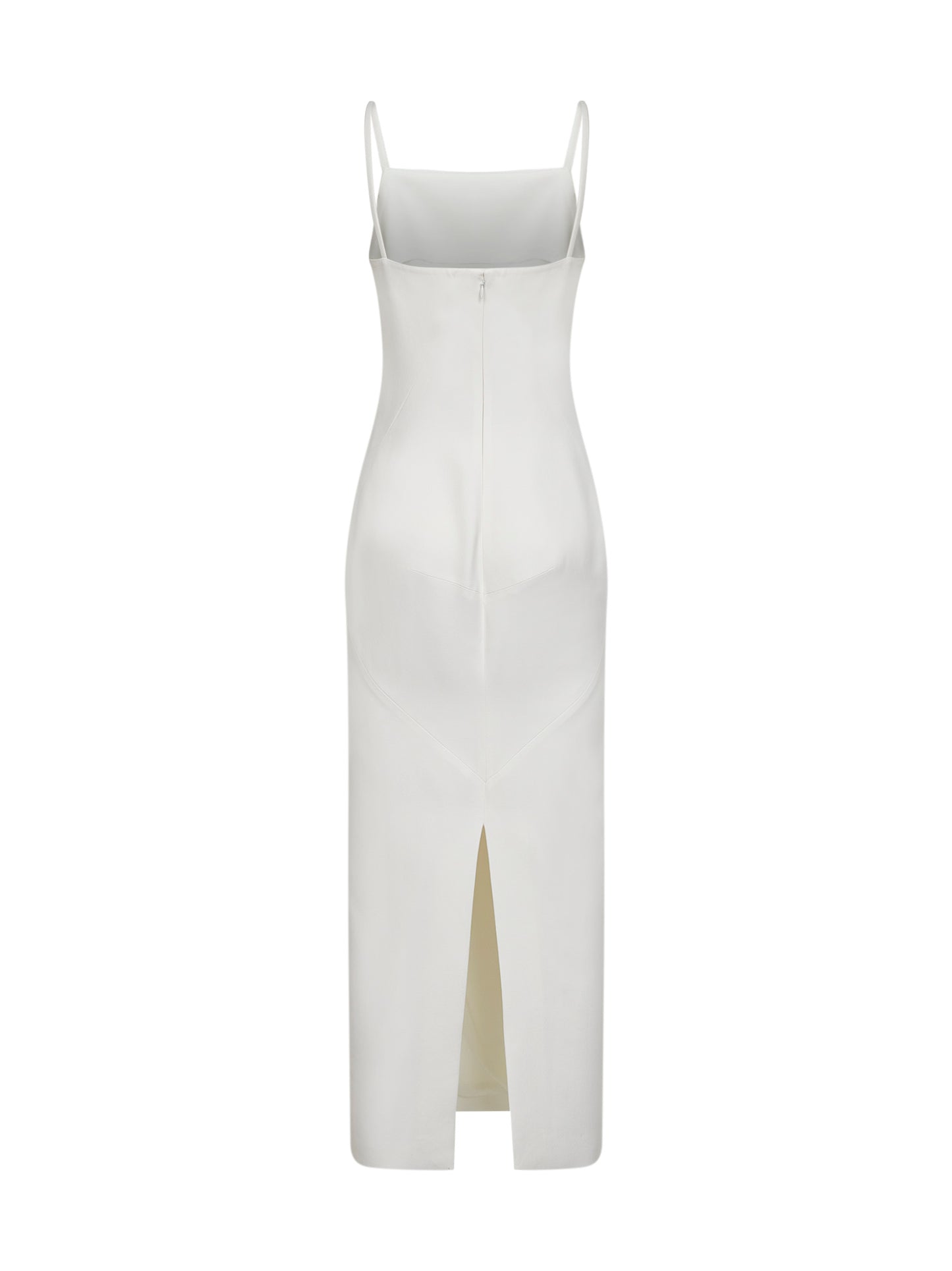 Ivory crepe cady long dress with slit