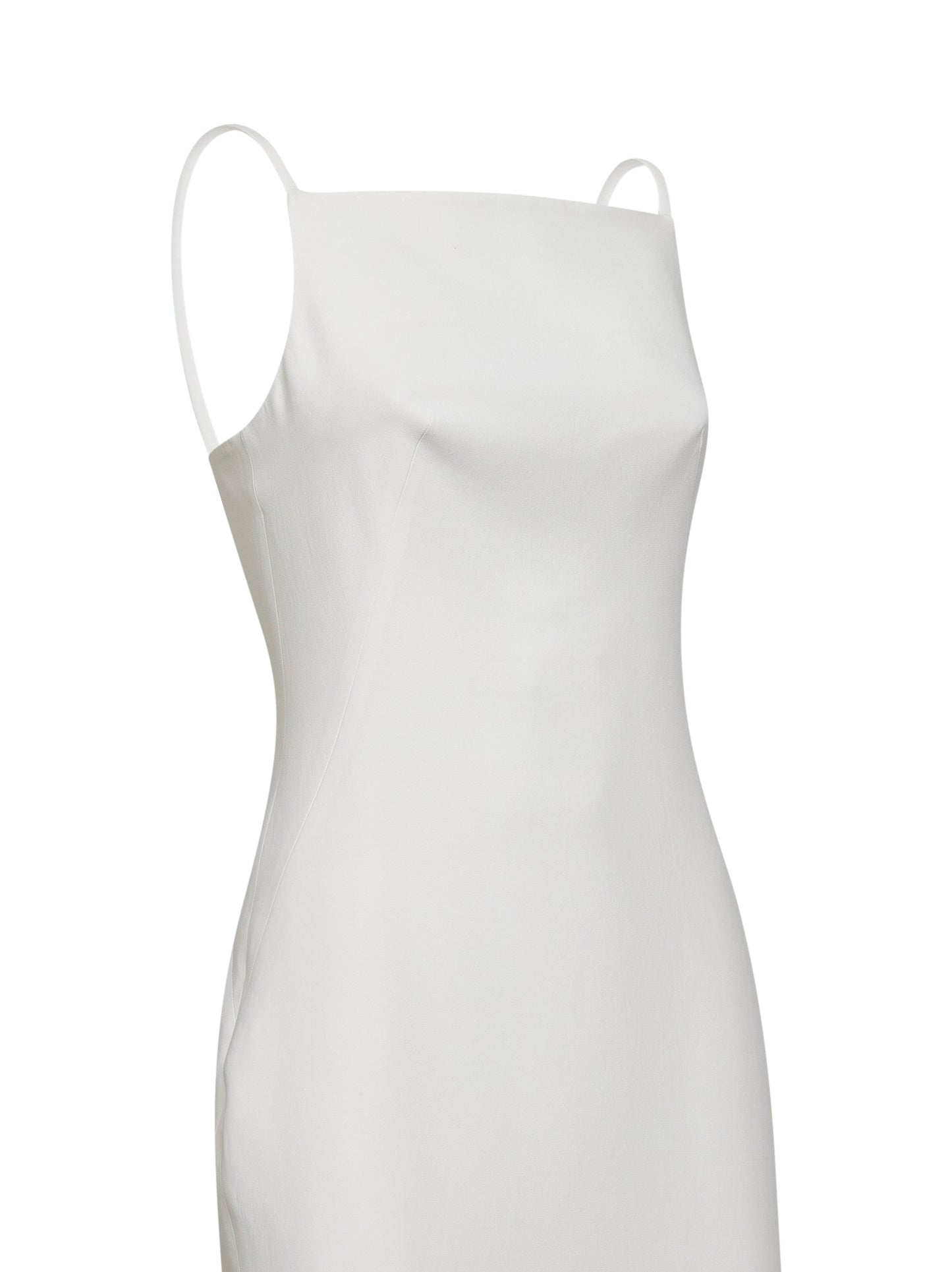 Ivory crepe cady long dress with slit