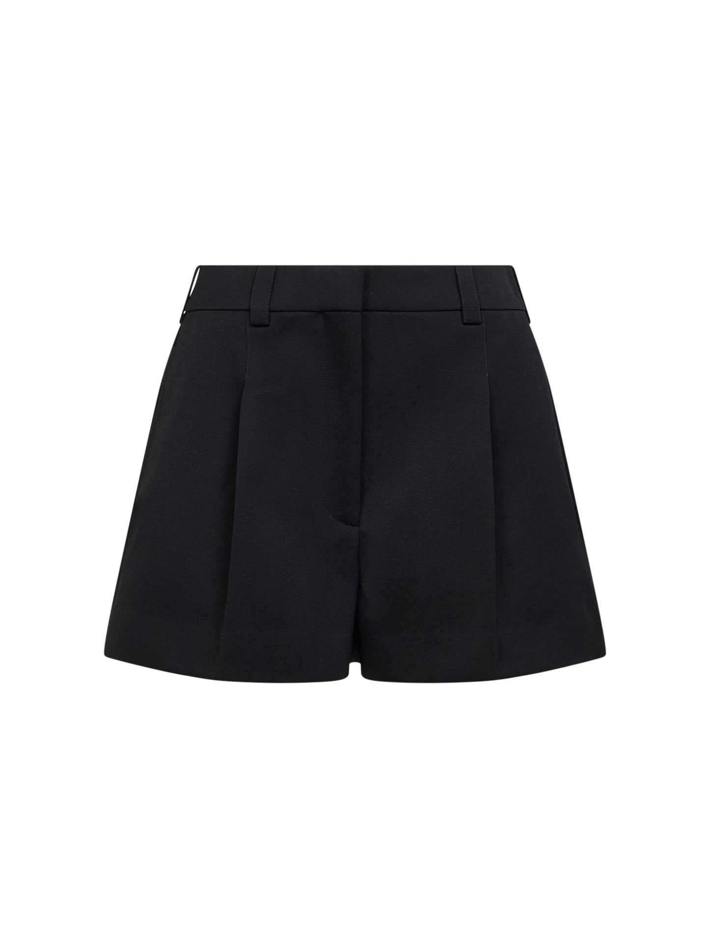 Shorts con pince in lana grain de poudre nera