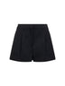 Shorts con pince in lana grain de poudre nera