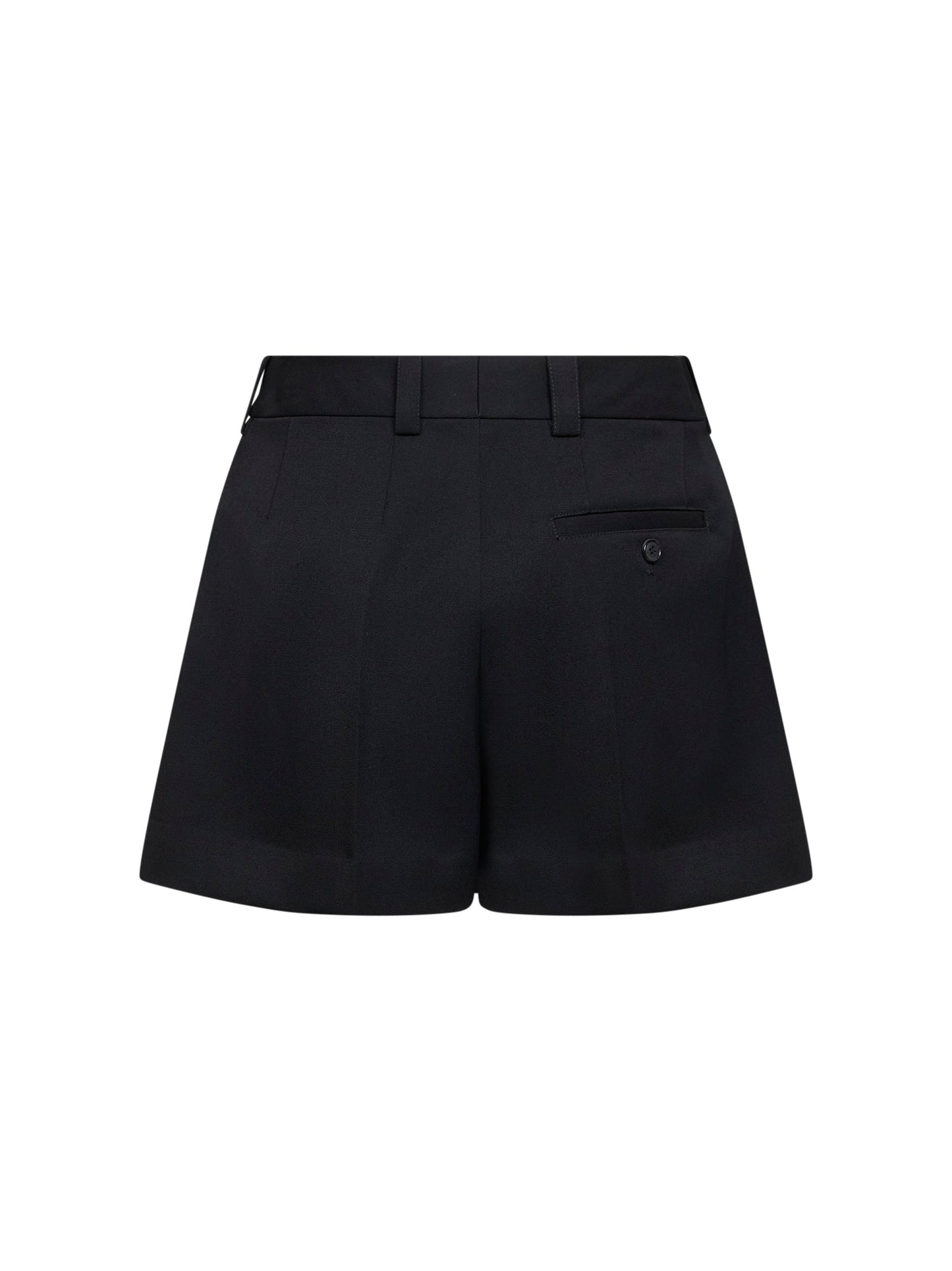 Shorts con pince in lana grain de poudre nera