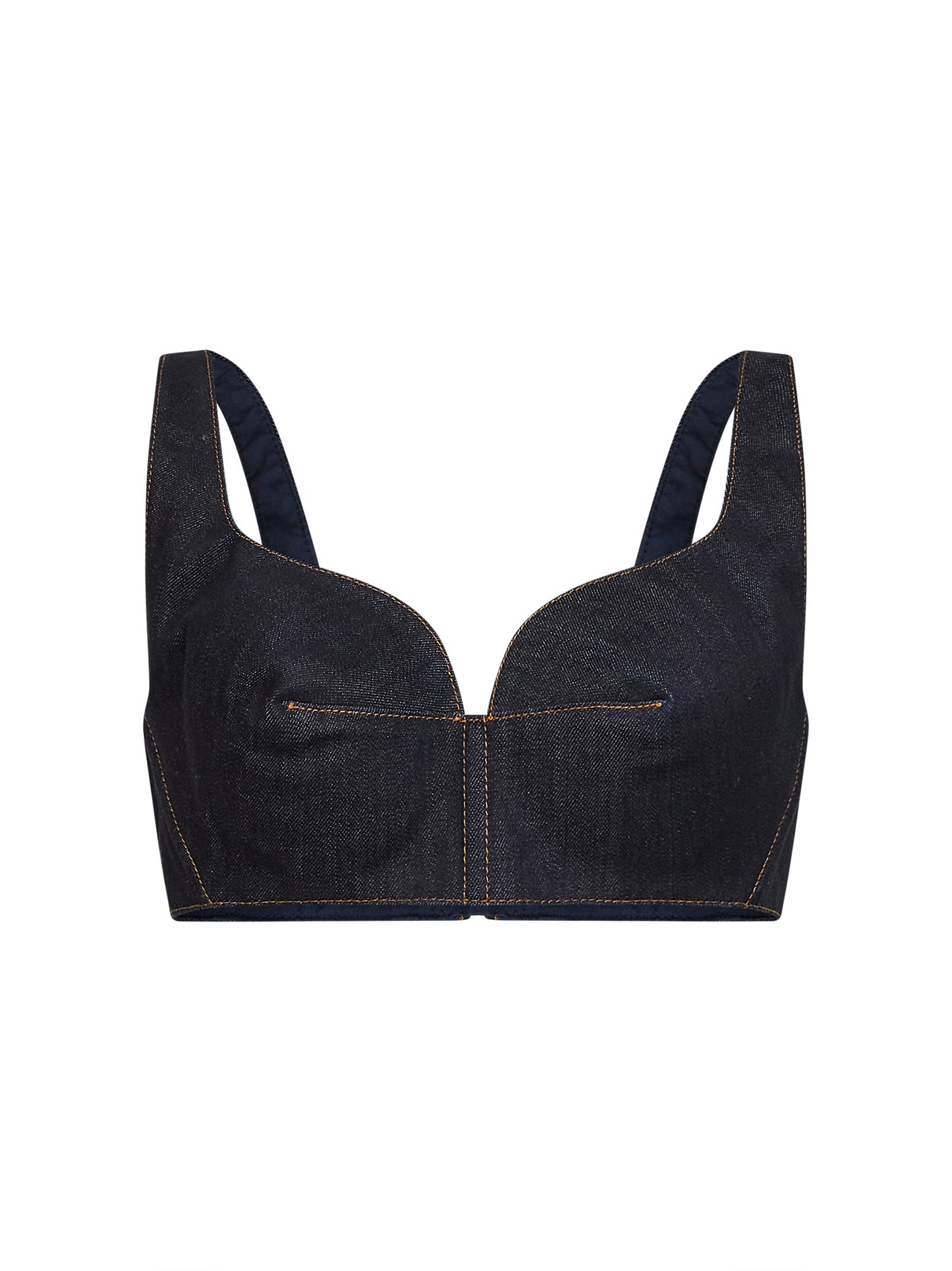Top reggiseno in denim grezzo blu scuro