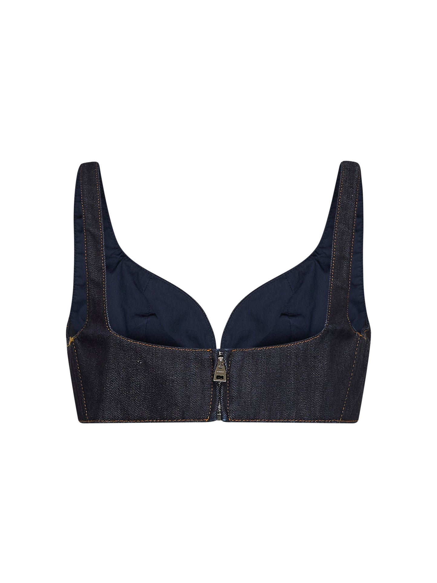 Top reggiseno in denim grezzo blu scuro