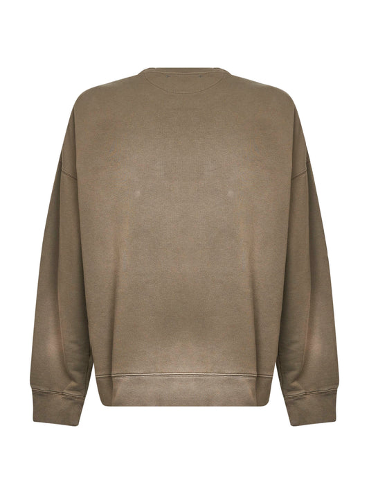 Felpa ricamata in cotone effetto bleached beige