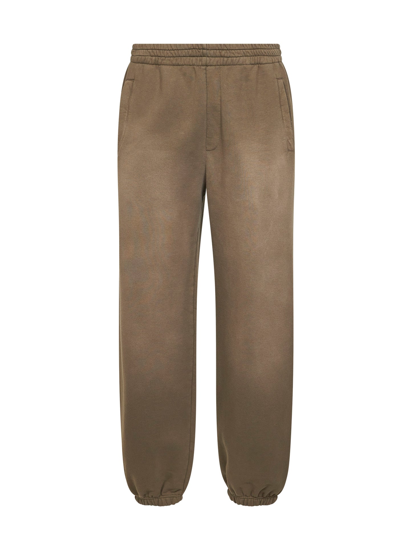 Beige bleached-effect cotton jogging trousers