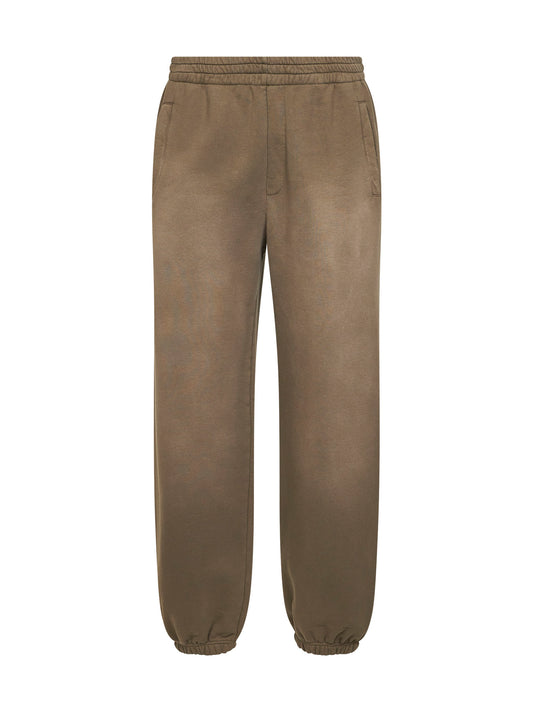 Beige bleached-effect cotton jogging trousers
