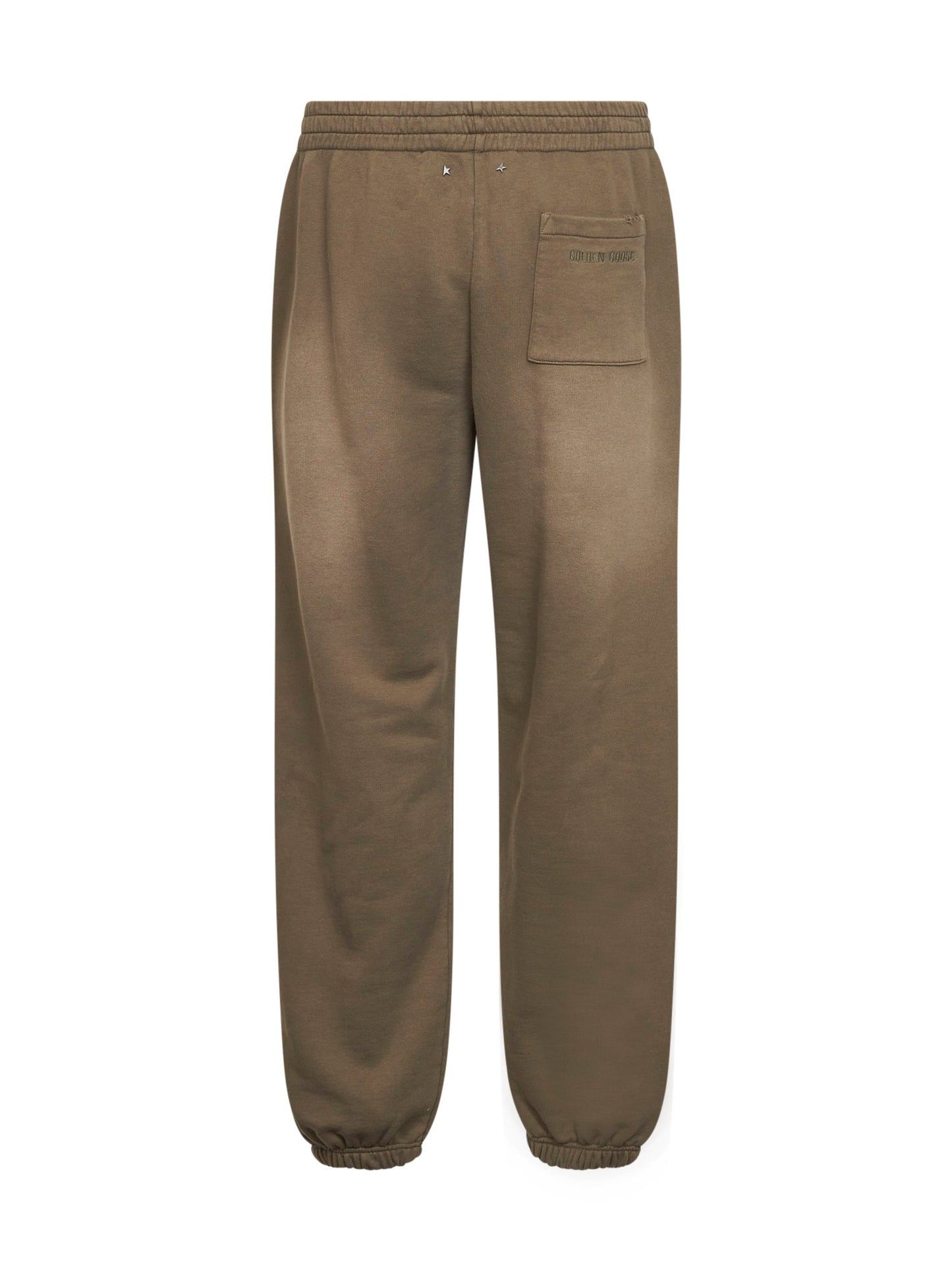 Beige bleached-effect cotton jogging trousers