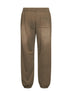 Beige bleached-effect cotton jogging trousers