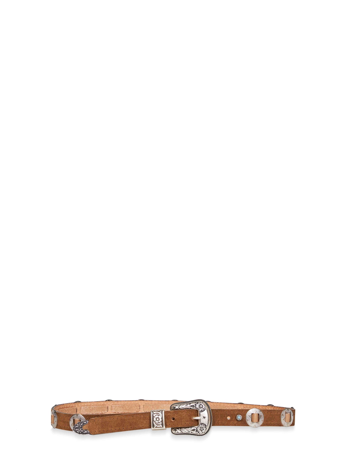 Cintura Lace sottile in nabuk nocciola con intarsi