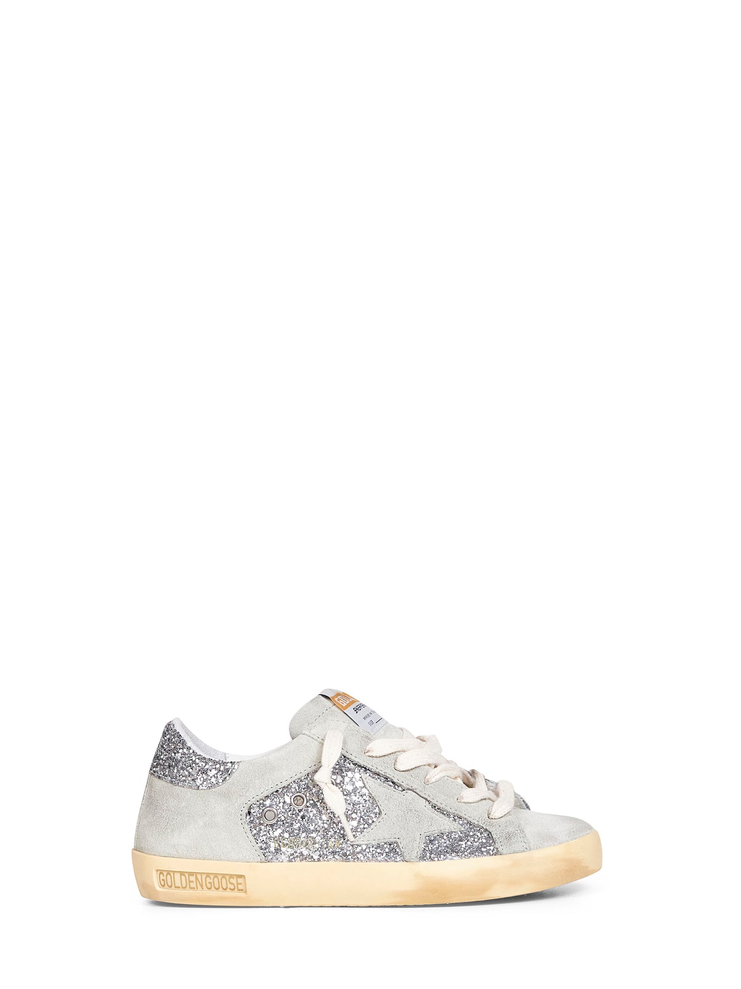 Sneakers Super-Star in camoscio e glitter