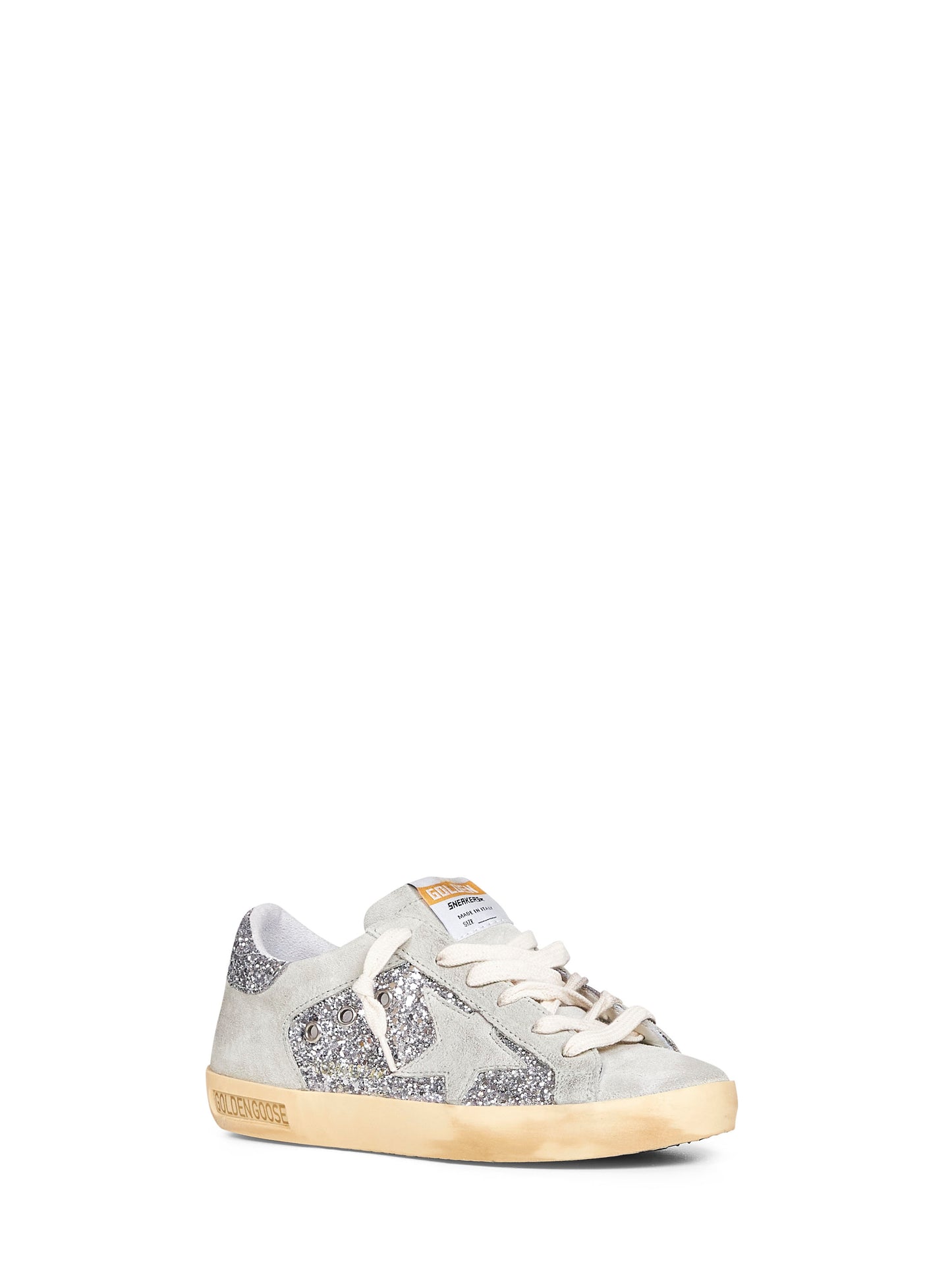 Sneakers Super-Star in camoscio e glitter