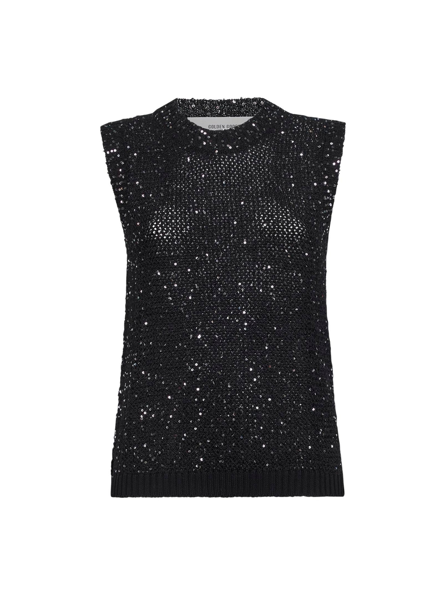 Top Journey in maglia a rete con paillettes nera