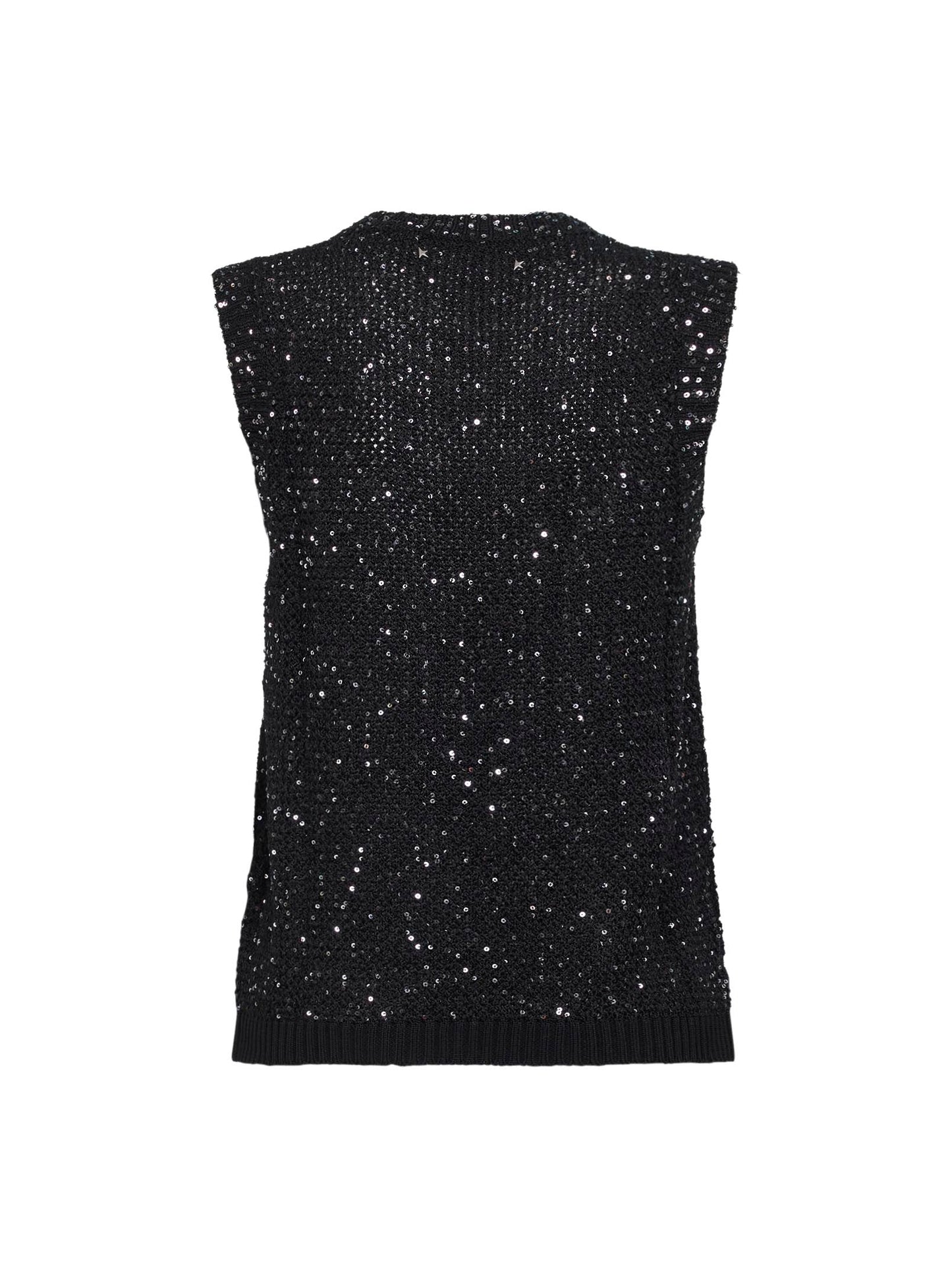 Top Journey in maglia a rete con paillettes nera