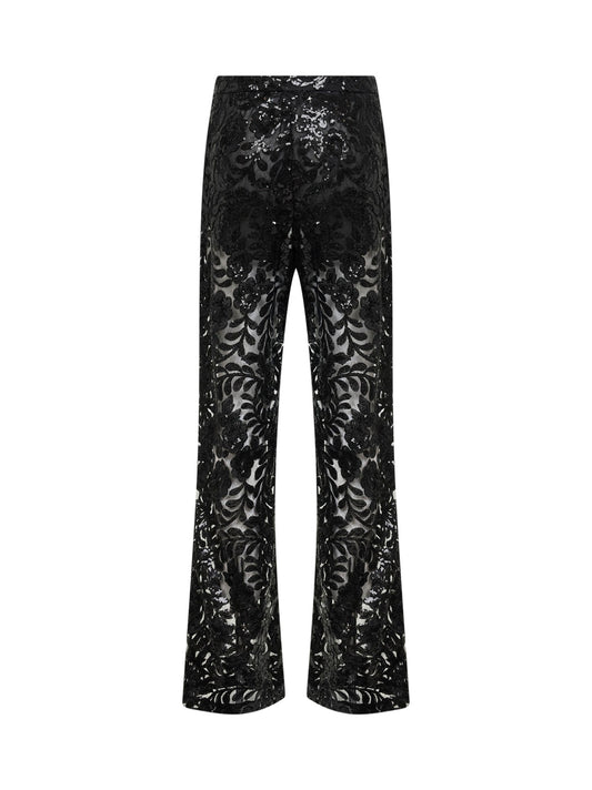 Pantaloni Journey in tulle con ricamo in paillettes nero