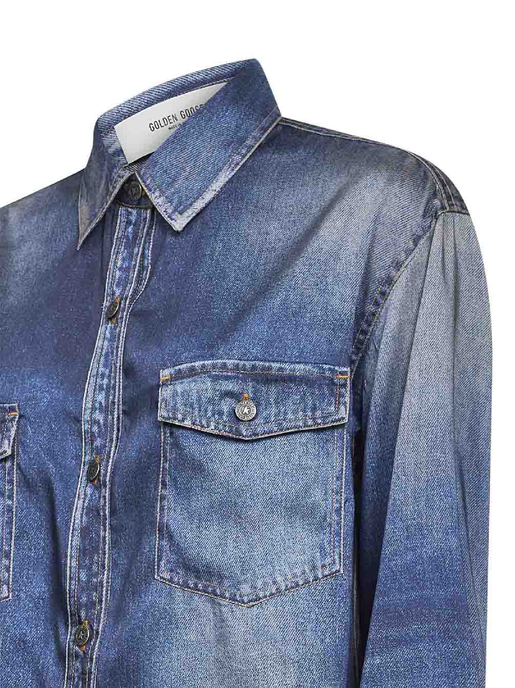 Camicia oversize stampa denim blu