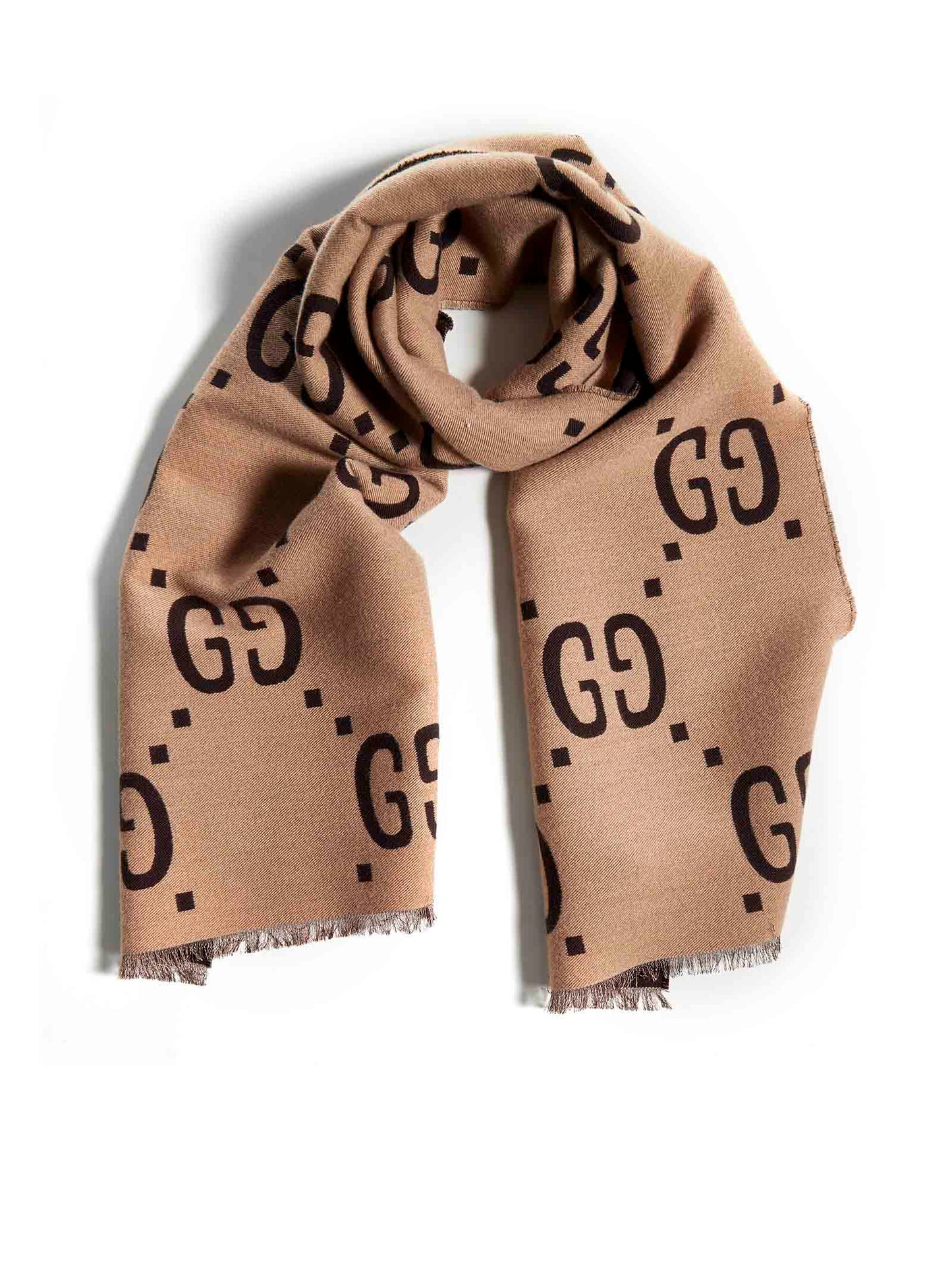 Wool and silk scarf with GG jacquard pattern