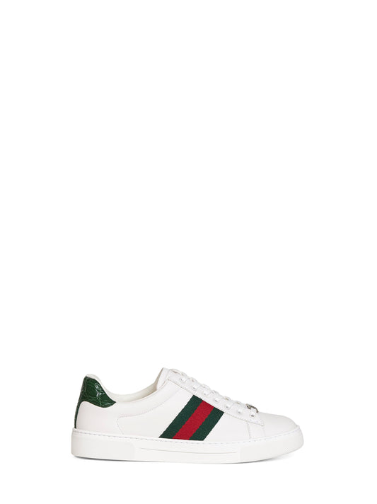 Sneakers Ace in pelle bianca con dettaglio Web
