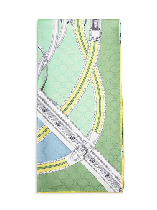 Printed silk jacquard carré