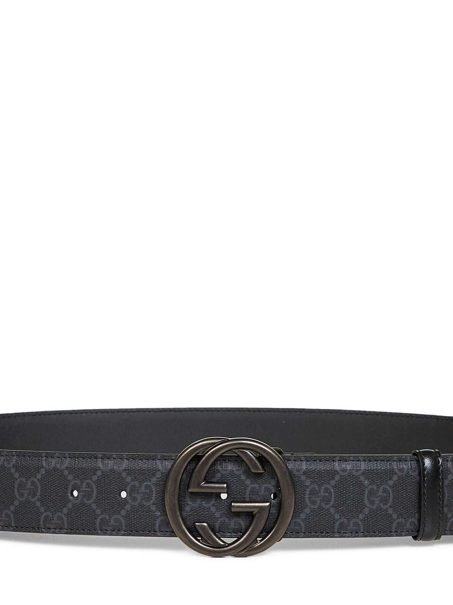 Cintura in tessuto GG Supreme nero con fibbia Incrocio GG