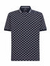 Polo in piquet di cotone GG jacquard blu navy e bianco