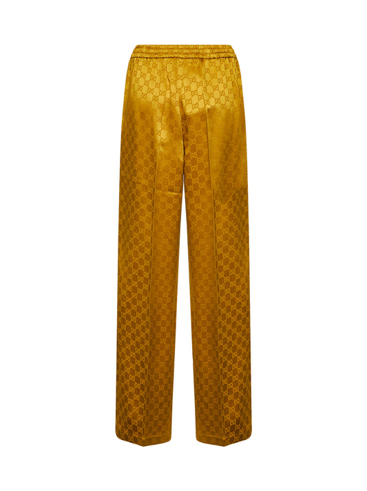 Gold GG jacquard viscose blend trousers