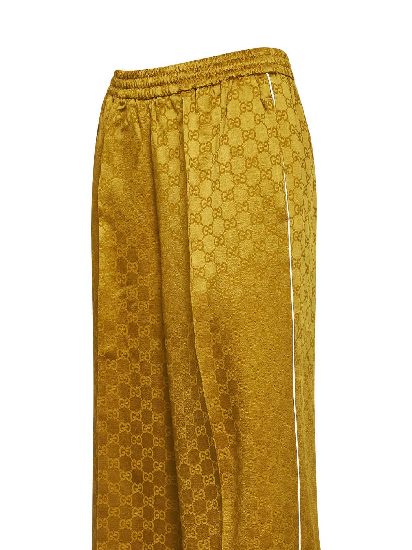 Gold GG jacquard viscose blend trousers