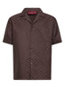 Brown GG linen blend bowling shirt