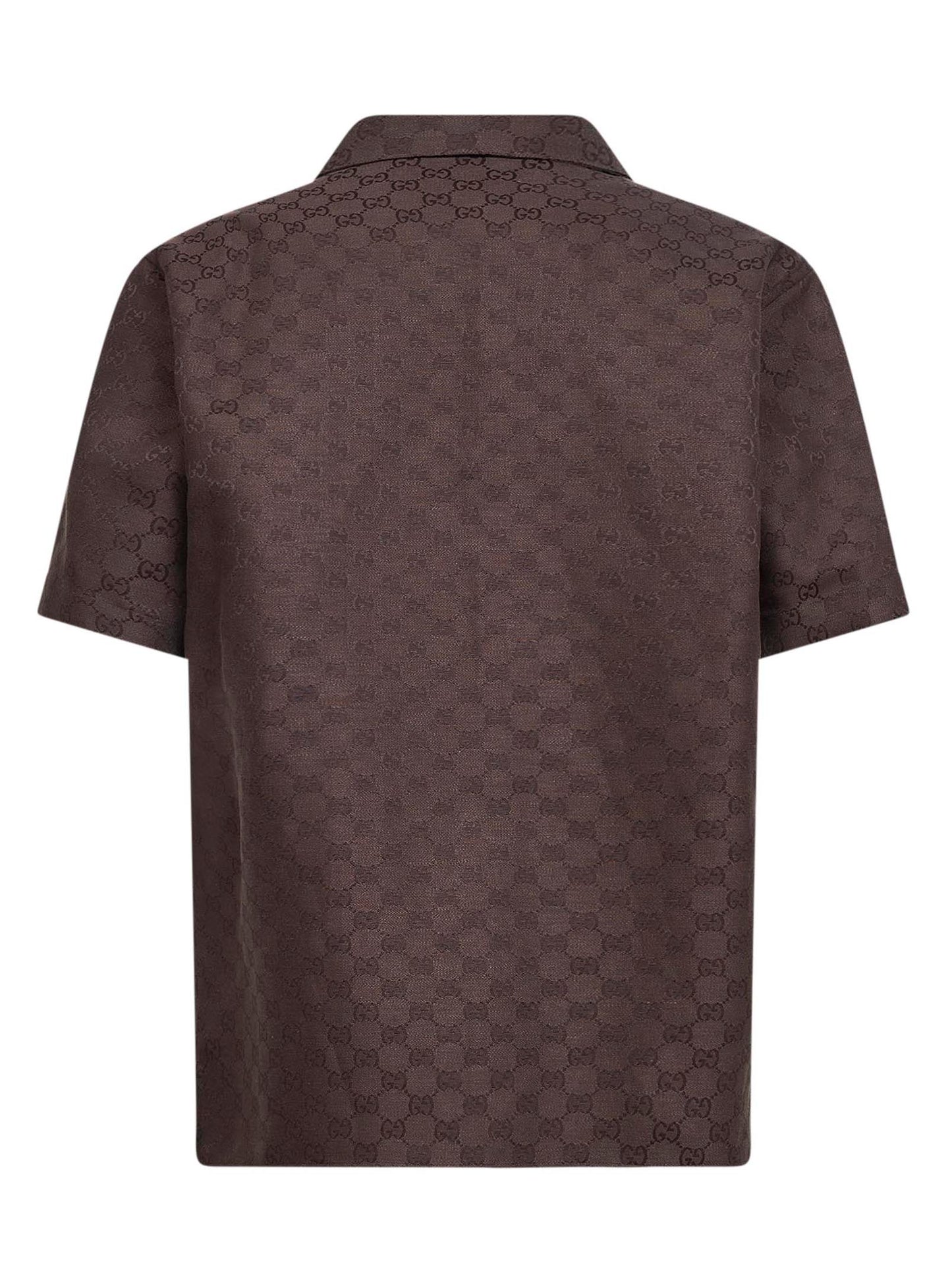 Brown GG linen blend bowling shirt