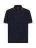 Polo ricamata in piquet di cotone stretch blu scuro